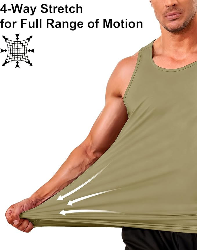 Boladeci Men's Tank Top Workout Athletic Quick Dry UPF 50+ Sun Protection Lightweight Summer Beach Gym Sleeveless Shirts