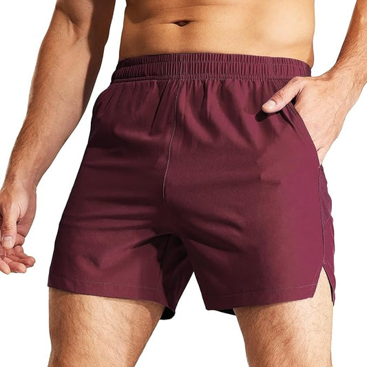 MIER Men's Workout Running Shorts Quick Dry Active 5 Inches Shorts with Pockets, Lightweight, Breathable