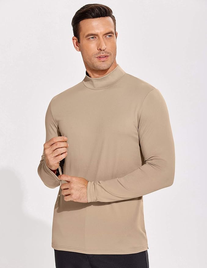 COOFANDY Mens Mock Turtleneck T-Shirts Long Sleeve Solid Color Tees Shirts Basic Casual Slim Fit Pullover T Shirts