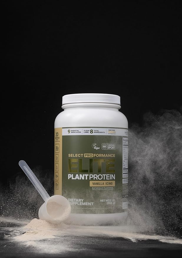 Silver Star Nutrition, Select Proformance Elite Vegan Plant Protein Powder, Vanilla Icing, NSF Certified, No Added Sugar, 15g of Protein per Serving, 40 Servings, 2 Lbs