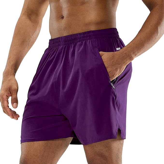 MIER Men's Workout Running Shorts Quick Dry Active 5 Inches Shorts with Pockets, Lightweight, Breathable