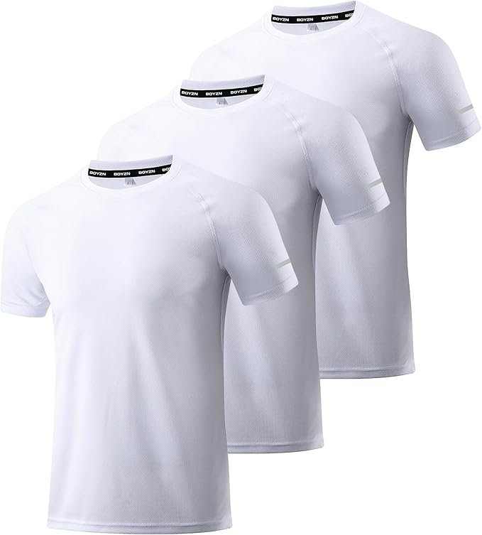 Boyzn 1, 3, 5 or 7 Pack Men's Workout Running Shirts, Dry Fit Moisture Wicking T-Shirt, Gym Athletic Short Sleeve Tee Shirts