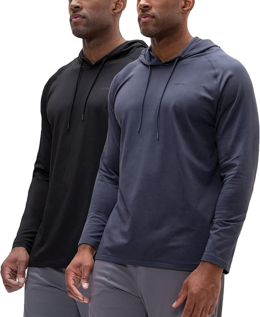 DEVOPS 2 Pack Men's Thermal Turtle Mock Neck Shirts, Compression Long Sleeve Tops and Hoodies