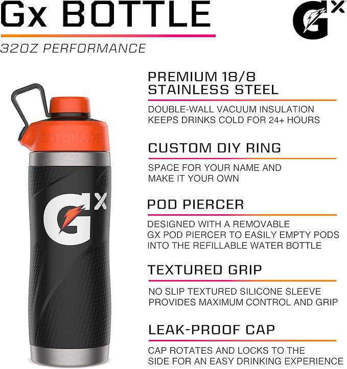 Gatorade Gx Stainless Steel Bottle, 32oz (Pack of 6)
