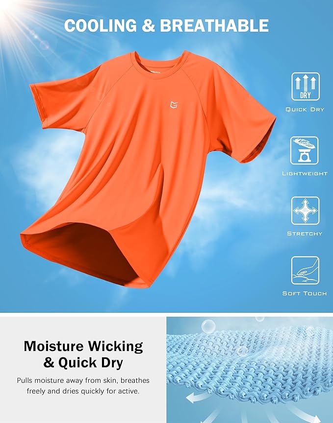 G Gradual Men's Workout Athletic T-Shirts Moisture Wicking Cooling Running Shirts Short Sleeve Performance Tee for Gym Tennis