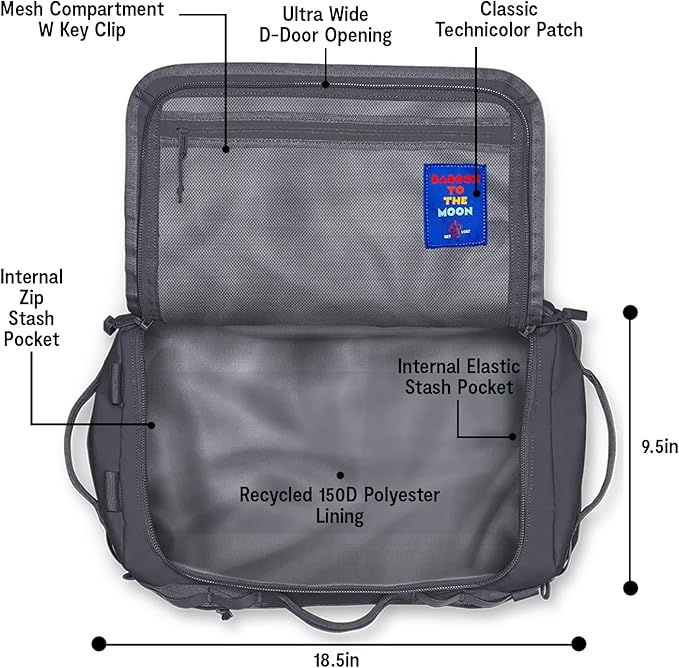 Baboon to the Moon Go-Bag Mini 32L – Detachable Straps, Small Duffle Bag for Travel, Gym Bag for Women, Mens Travel Bag, Duffel Bags for Traveling, Travel Duffel Bags for Women (Grey)