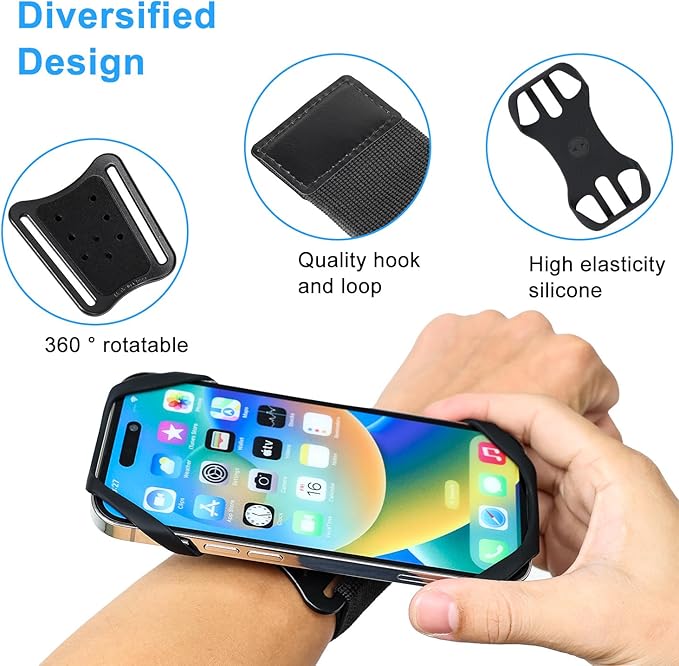 Universal Phone Armband and Wrist Holder 360 Rotatable Sports Arm Band for Running Jogging Gym Workouts iPhone 14 13 12 11 Pro Max Samsung Galaxy S21 S20 Fits Smartphones 4 to 7 Inches, More
