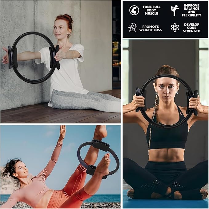 Pilates Ring and Ball Set Bulk, Pilates Equipment with 12 Inch Pilates Circle Rings, Small Yoga Balls, Resistance Bands, Pilate Essential Kit Bulk for Home Workouts Women, Pilates & Yoga Studio