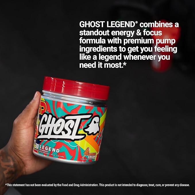GHOST Legend Pre-Workout Powder, Orange Cream - 30 Servings – Pre-Workout for Men & Women with Choline, L-Citrulline, & Beta Alanine for Energy & Focus