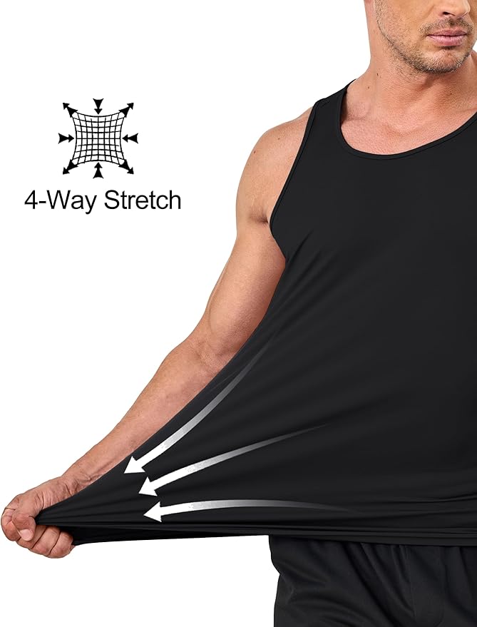 KEFITEVD Men's Workout Tank Tops Sleeveless Quick Dry UPF 80+ Summer Sun Shirts for Running Swim Gym Beach