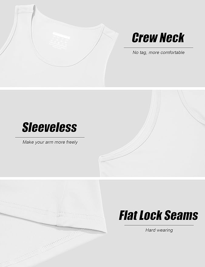 KEFITEVD Men's Workout Tank Tops Sleeveless Quick Dry UPF 80+ Summer Sun Shirts for Running Swim Gym Beach