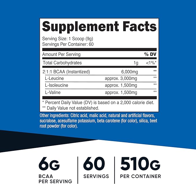 Nutricost BCAA Powder (Orange Mango, 60 Servings) - 2:1:1 Optimal Ratio, Gluten Free, Non-GMO, Vegetarian