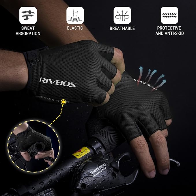 RIVBOS Cycling Gloves Bike Gloves for Men Women with Anti-Slip Shock-Absorbing Pad for Bicycle/Workout/Road Bike/Gym/Driving CHG001
