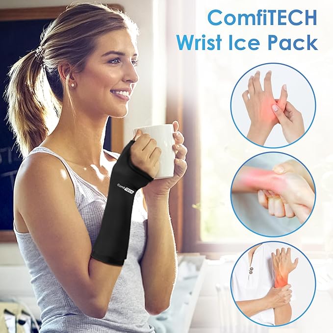 Comfitech Wrist Ice Pack Wrap for Hand, Thumb & Arm with Extended Coverage, Carpal Tunnel Cooling Sleeve for Better Putting On & Off, Cold Gloves Reusable, Large, Two Packs