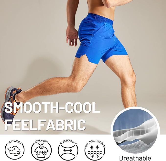 MIER Men's Workout Running Shorts Quick Dry Active 5 Inches Shorts with Pockets, Lightweight, Breathable