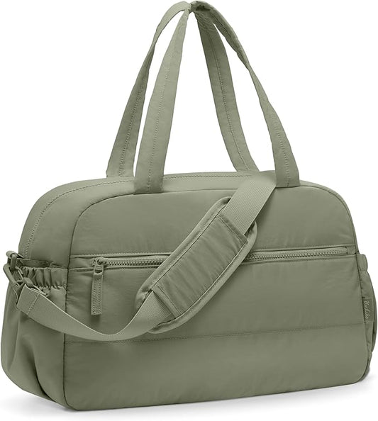 Gym Bag for Women, Travel Duffle Bags with Wet Pocket, Lightweight Carry on Bag Overnight Weekender Duffel Bag, Water Resistant (Sage Green)