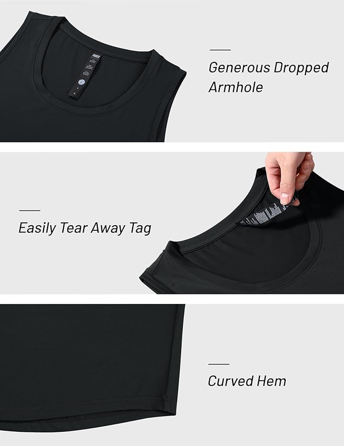 MIER Men's Tank Tops Workout Sleeveless Tee Shirts Muscle Athletic Gym Running Beach Tanks for Men, Quick Dry