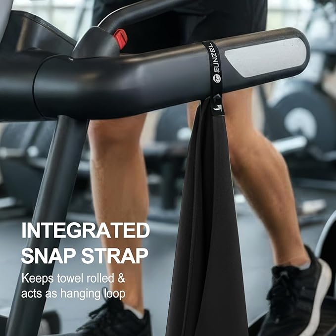 Eunzel Microfiber Workout Towel,Quick Dry Silver Ion Absorbent Sweat Gym Towel for Workout, Camping, Travel, Exercise& Fitness 31.5"x15.7", Set of 5 Black