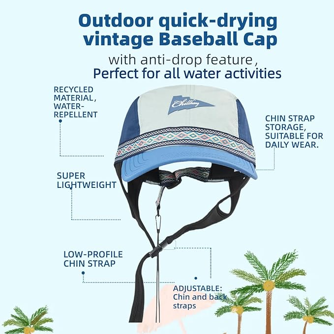 Vintage American-Style Sports Sunscreen Baseball Cap,Outdoor Camping Sunshade Waterproof and Non-Slip Surfing Hat Water Sport