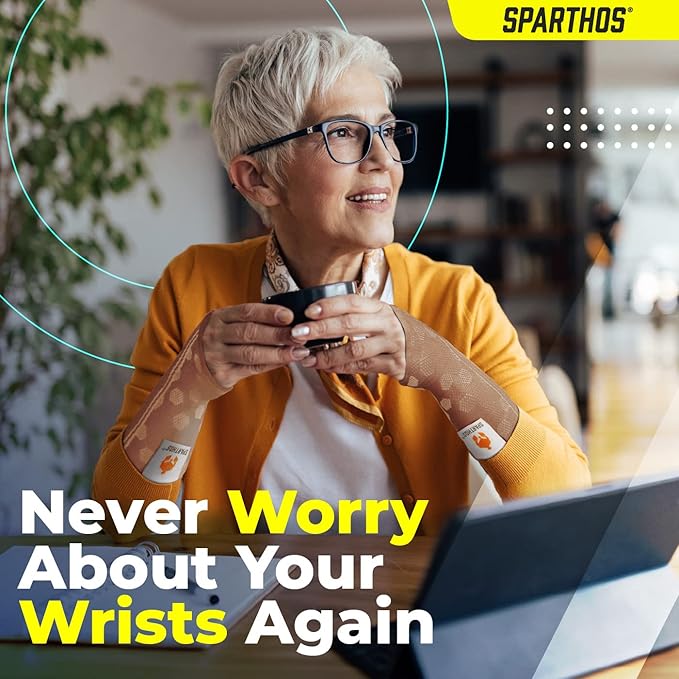 Sparthos Wrist Support Sleeves (Pair) – Medical Compression for Carpal Tunnel and Wrist Pain Relief – Wrist Brace for Men and Women – Made from Innovative Breathable Elastic Blend