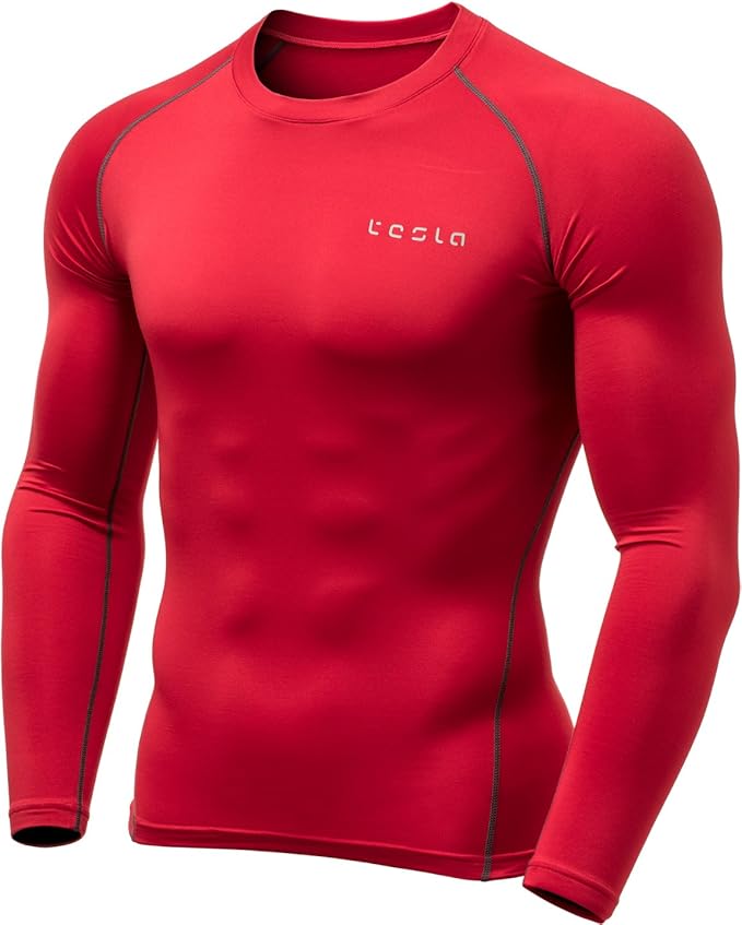 TSLA Men's Thermal Long Sleeve Compression Shirts, Athletic Base Layer Top, Winter Gear Running T-Shirt