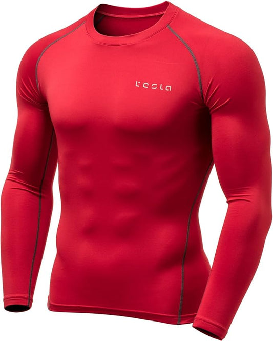 TSLA Men's Thermal Long Sleeve Compression Shirts, Athletic Base Layer Top, Winter Gear Running T-Shirt