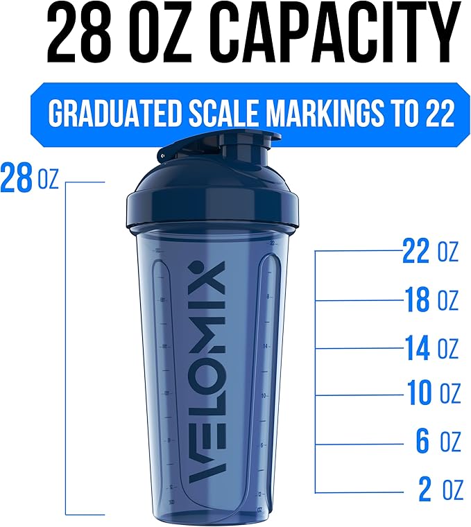 VELOMIX -2 Pack- 28 oz Protein Shaker Bottles for Protein Mixes - 2x Wire Whisk | Leak Proof Shaker Cups for Protein Shakes | Pre Workout Shaker Bottle | Shakers for Protein Shakes-Green&Blue