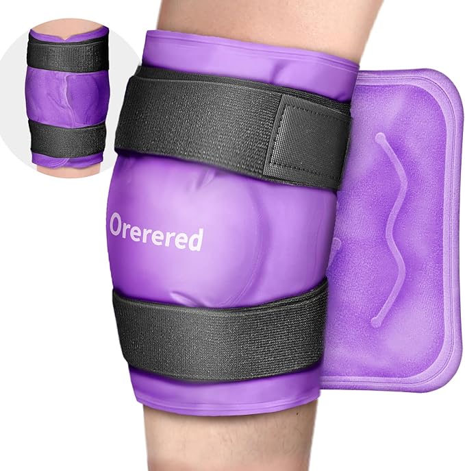 Knee Ice Pack Wrap for Injuries Reusable, Cold Packs for Knee Elbow Pain Relief for Replacement Surgery, Swelling, Meniscus Tear, ACL, Sports Injuries, Bruises and Arthritis Purple