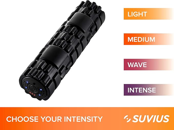 Electric Vibrating Rechargeable Foam Roller - 4 Intensity Levels for Firm Battery-Powered Deep Tissue Recovery, Training, Massage - Therapeutic Back and Muscle Massage Roller