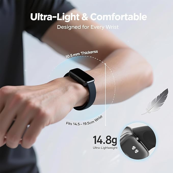 Fitness Tracker Watch for Men & Women, 1.47" HD with Bluetooth, 24/7 Heart Rate & Blood Oxygen Monitor, Sleep & Step Counter, 100+ Sports Modes, IP68 Waterproof, Compatible with Android iOS Black