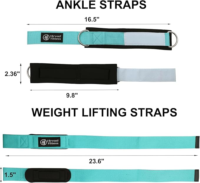 J Bryant Lifting Wrist Straps for Weightlifting and Ankle Strap for Cable Machines Booty Workouts Strength Training Attachments