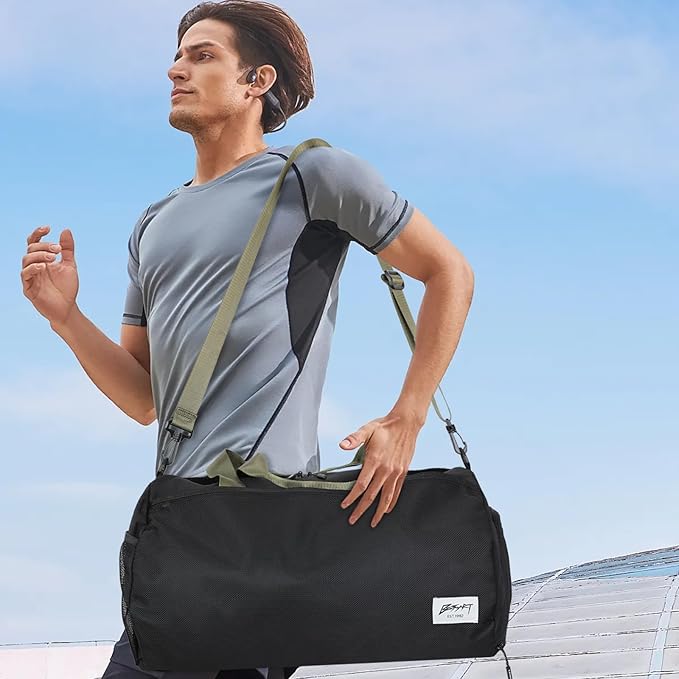 BE SMART Waterproof Mens Gym Bag with Shoe Compartment, Duffle Bags with Wet Pocket for Men, Lightweight Large Sport Duffel Option for Overnight Weekender, Fitness, Swim, Boxing,Travel