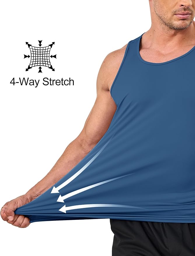 KEFITEVD Men's Workout Tank Tops Sleeveless Quick Dry UPF 80+ Summer Sun Shirts for Running Swim Gym Beach