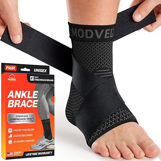Modvel Foot & Ankle Brace Socks with Adjustable Support Strap – Compression Sleeve for Sprained Ankle, Plantar Fasciitis Relief Tendonitis & Arthritis, Stabilizing Foot & Ankle Support for Women & Men