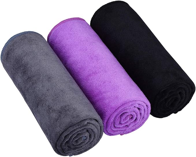 HOPESHIN Gyms Yoga Towels - Absorbent Microfiber Workout Towels for Men & Women, Soft, Fast Drying 3 Pack, 16x32 Inch