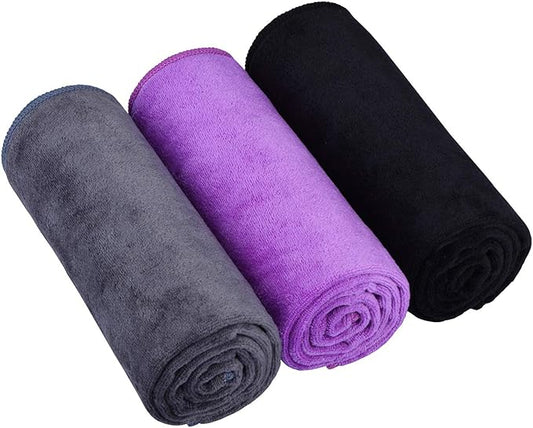 HOPESHIN Gyms Yoga Towels - Absorbent Microfiber Workout Towels for Men & Women, Soft, Fast Drying 3 Pack, 16x32 Inch
