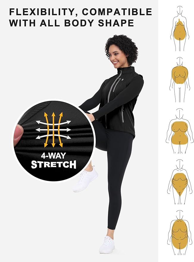 Little Donkey Andy Women's Lightweight Quick Dry Vest Summer Windproof Sleeveless Elastic Jacket for Golfing Cycling Running