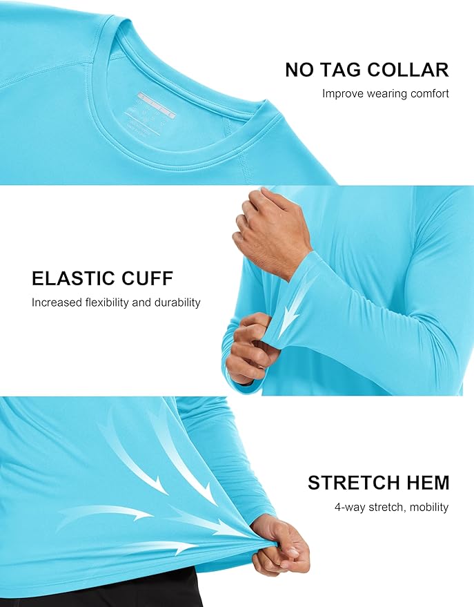 MAGCOMSEN Men's Long Sleeve Shirts UPF 50+ UV Sun Protection Athletic Shirts for Hiking Running Workout Rash Guard
