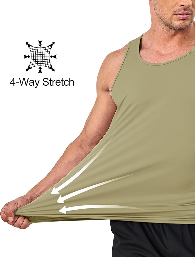 KEFITEVD Men's Workout Tank Tops Sleeveless Quick Dry UPF 80+ Summer Sun Shirts for Running Swim Gym Beach