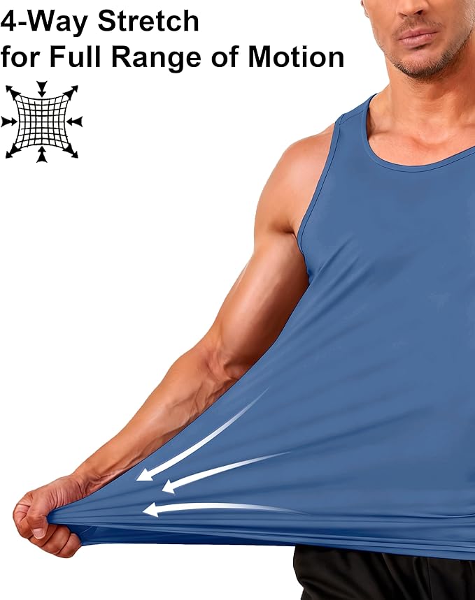 Boladeci Men's Tank Top Workout Athletic Quick Dry UPF 50+ Sun Protection Lightweight Summer Beach Gym Sleeveless Shirts