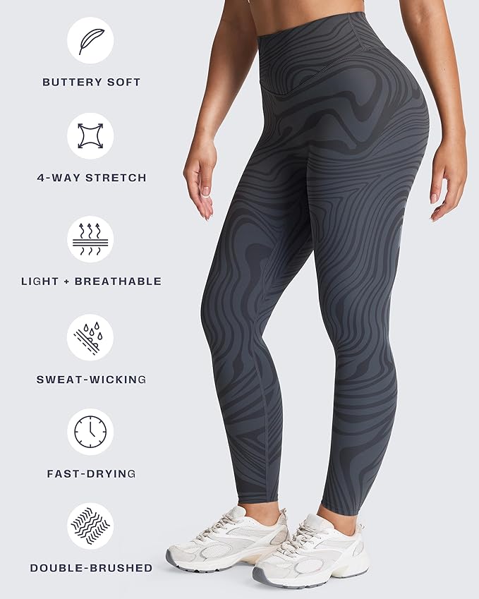 Aoxjox High Waisted Workout Leggings for Women Tummy Control Buttery Soft Yoga Metamorph Deep V Pants 26"