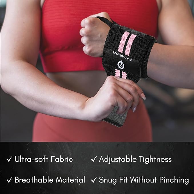 EVMT Premium Weightlifting Wrist Wraps 18in. Durable Straps for Weightlifting, Enhanced Wrist Support. Ideal Lifting Straps for Strength Training.