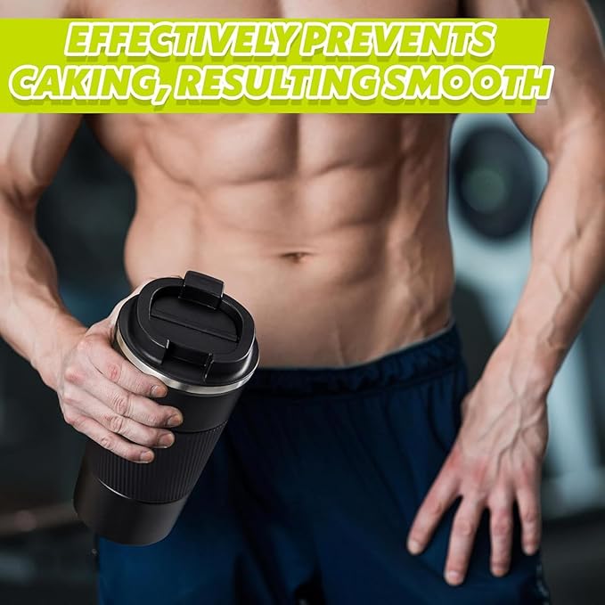 Maxdot 4 Pcs Stainless Steel Shaker Cup with Mixing Ball 17 oz Insulated Metal Blender Tumbler Water Bottle for Protein Mixes Gym Workout Coffee Drink (Black)