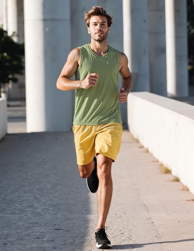 MIER Men's Workout Tank Tops UPF 50+ Swim Shirts Quick Dry Running Sleeveless UV Protection Muscle Tees