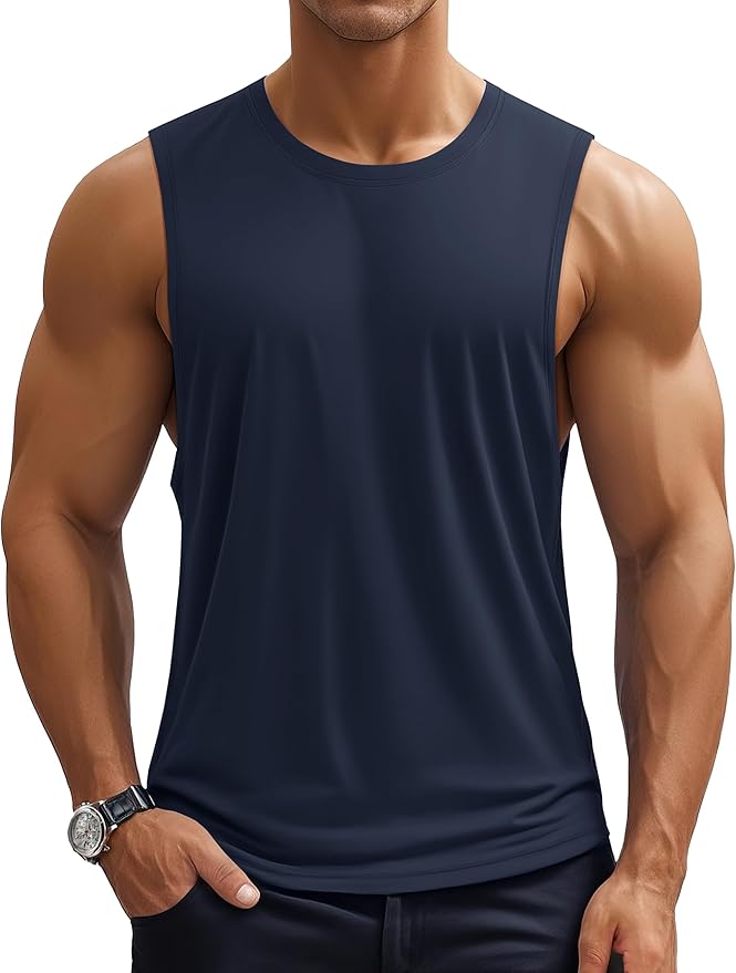 MAGCOMSEN Mens Workout Tank Tops Undershirt Cotton Muscle Athletic Sleeveless Shirts for Gym