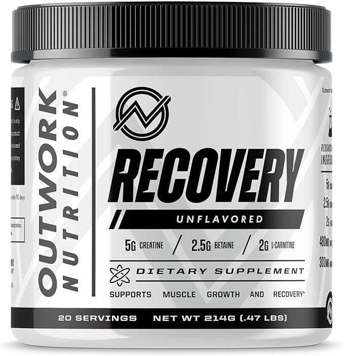 Outwork Nutrition Post Workout Recovery Powder - Creatine Monohydrate, KSM-66 Ashwagandha & Tart Cherry - Speeds Recovery, Eases Soreness - Creatine Powder for Men & Women, Unflavored, 240 Gr