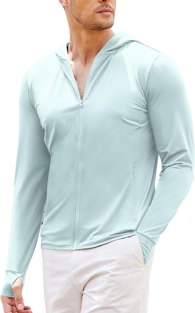 COOFANDY Men Full Zip UPF 50 Sun Protection Hoodie Jacket Long Sleeve Lightweight Breathable UV Shirts with Pockets