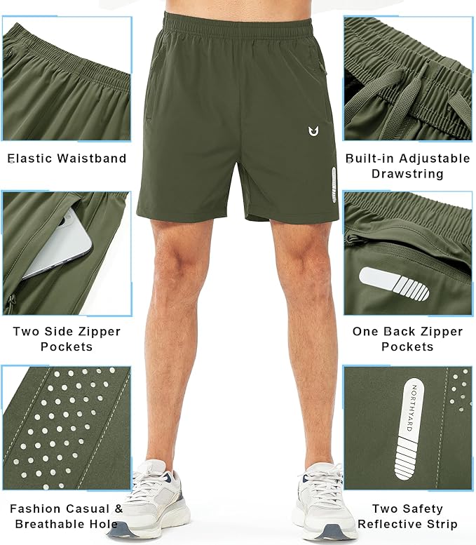 NORTHYARD Men's Athletic Running Shorts Quick Dry Workout Shorts 7"/ 5"/ 9" Lightweight Sports Gym Basketball Tennis Hiking