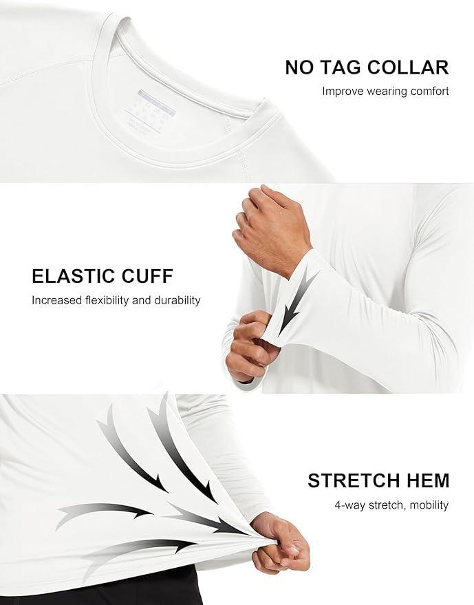 MAGCOMSEN Men's Long Sleeve Shirts UPF 50+ UV Sun Protection Athletic Shirts for Hiking Running Workout Rash Guard