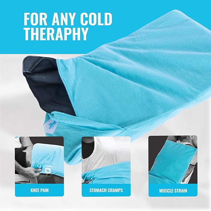ICEWRAPS Extra Cover ONLY for 10"x14" Clay Ice Pack | Reusable and Washable Soft Fabric Cover for Cold Pack | Fabric Cold Compress Sleeve | 10"x14" Soft Ice Pack Cover | Blue Fabric Cover Only